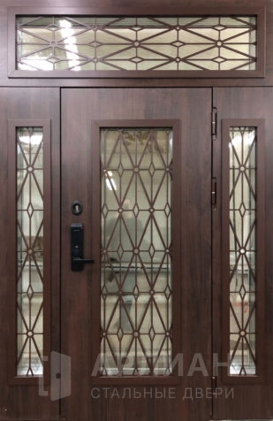 Фото «Коттеджная дверь с декоративной фрамугой и стеклопакетом №13»